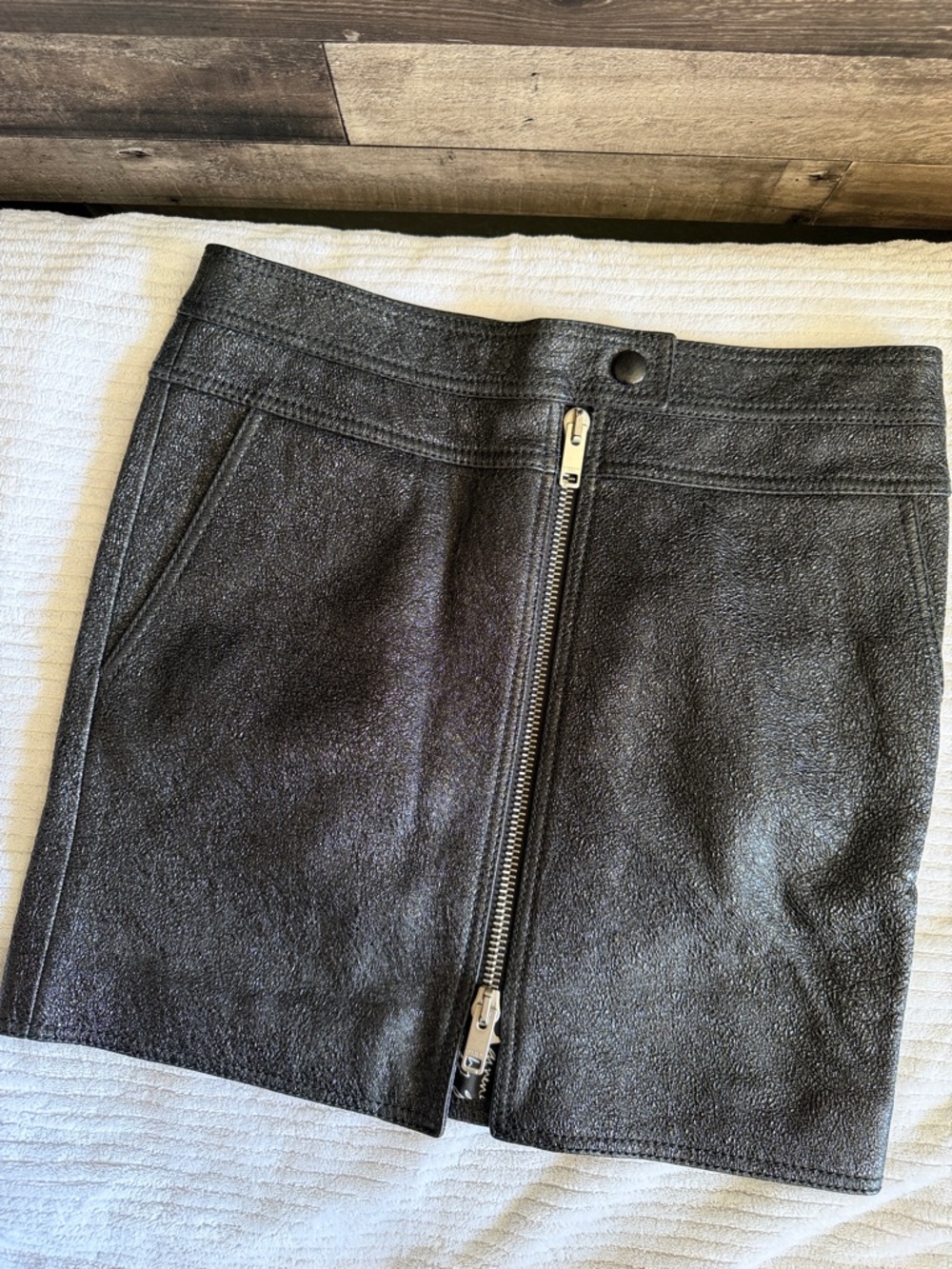 Givenchy Women's Black Leather Zip Front Mini Skirt